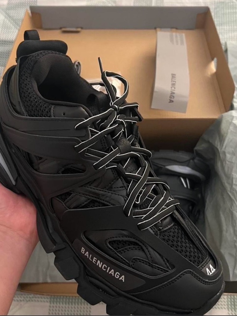 Balenciaga Men's Black Multi-Layered Track Sneakers - Picture 4 of 8